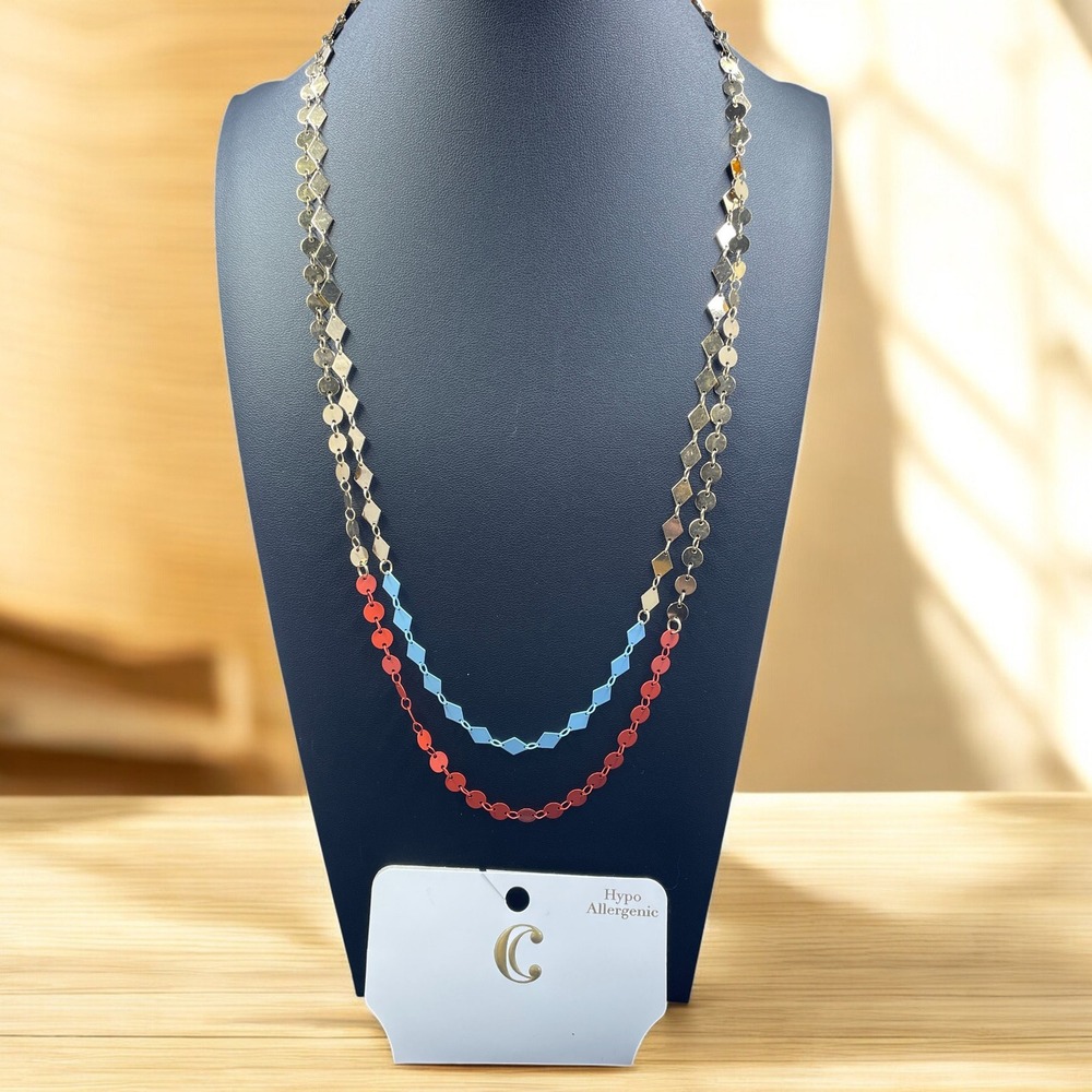 Charms And Charlie Y2K Layered Statement Necklace‎ Colorblock Hypoallergenic